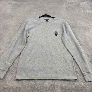 Polo Ralph Lauren PolBear Waffle Knit Thermal Shirt Mens M Gray Sleepwear Preppy